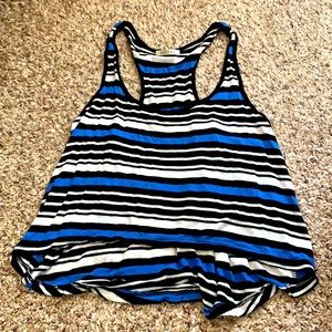 Blue, black, & white cropped tank